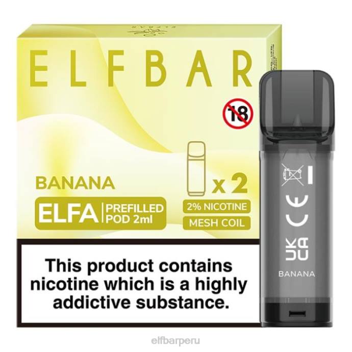 cápsula precargada elfbar elfa - 2 ml - 20 mg (paquete de 2) 06XD105 banana