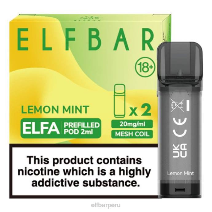cápsula precargada elfbar elfa - 2 ml - 20 mg (paquete de 2) 06XD110 menta Limón