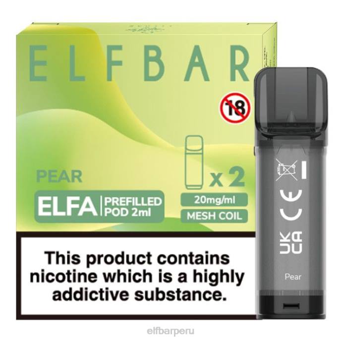 cápsula precargada elfbar elfa - 2 ml - 20 mg (paquete de 2) 06XD123 pera