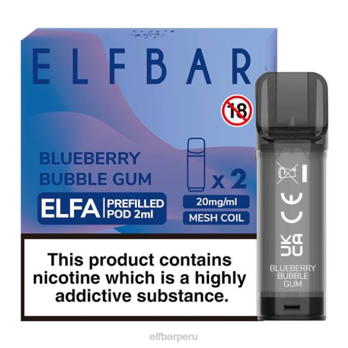 cápsula precargada elfbar elfa - 2 ml - 20 mg (paquete de 2) 06XD126 chicle de arándanos