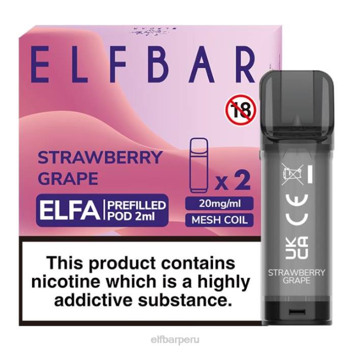 cápsula precargada elfbar elfa - 2 ml - 20 mg (paquete de 2) 06XD130 uva fresa